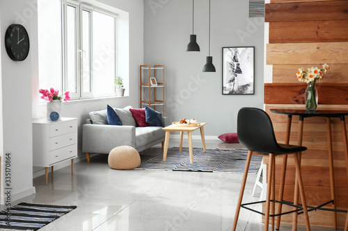 Interior of beautiful modern studio apartment