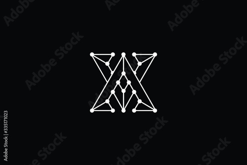 Logo design of AV VA in vector for technology, electronics, digital, connection. Minimal awesome trendy professional logo design template on black background. © FinalDesignz