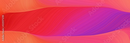 abstract dynamic curved lines surreal horizontal banner with moderate pink, indian red and crimson colors. elegant curved lines with fluid flowing waves and curves