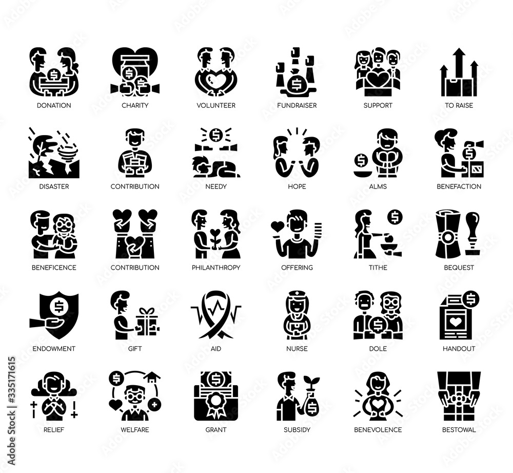 Set of charity thin line and pixel perfect icons for any web and app project. Set of charity thin line and pixel perfect icons for any web and app project.