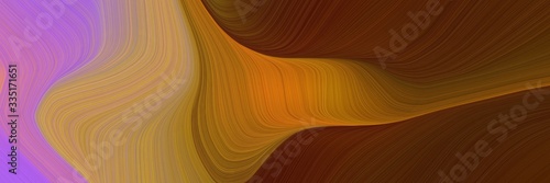 abstract dynamic curved lines surreal horizontal header with medium orchid, peru and chocolate colors. elegant curved lines with fluid flowing waves and curves