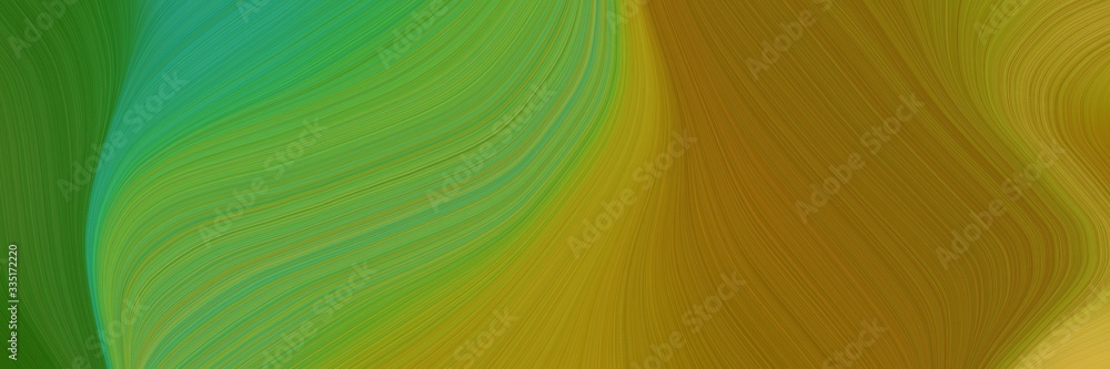 abstract dynamic curved lines surreal banner with olive, sea green and moderate green colors