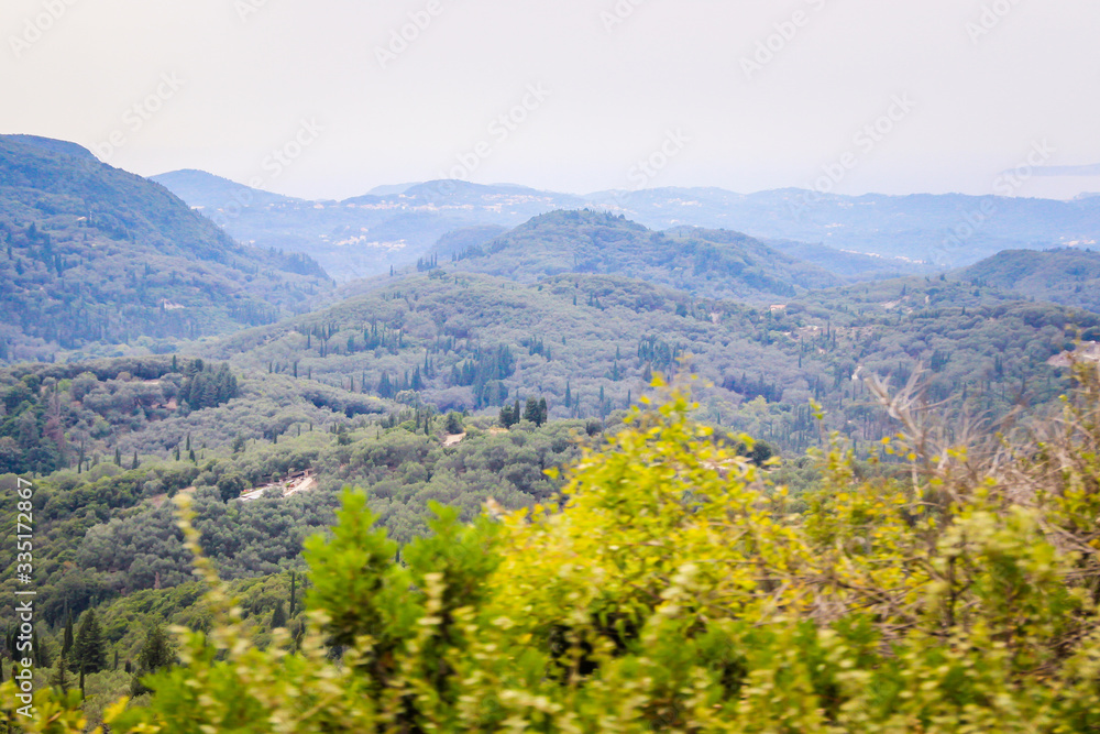 Plakat On the way to Pantokrator monastery Corfu island mountains, views, landscapes Greece