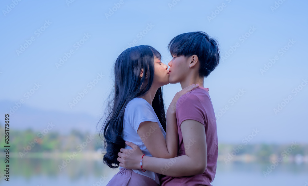 Lesbian lovers show love for each other. LGBT couples are Asian women or lesbian couples showing their friendship, love and bond in LGBT style. Lesbian lovers show love for each other. LGBT couples are Asian women or lesbian couples showing their friendship, love and bond in LGBT style.