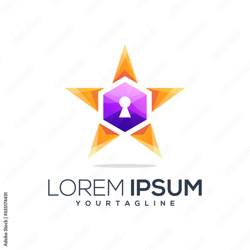 Obraz premium awesome star hexagon gradient logo vector