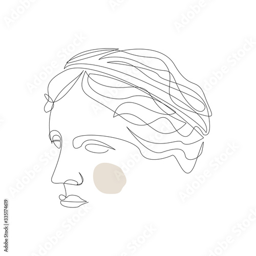 One continuous line ancient greek goddess statue. Modern single line art, aesthetic contour. Greek nation culture. Vector illustration