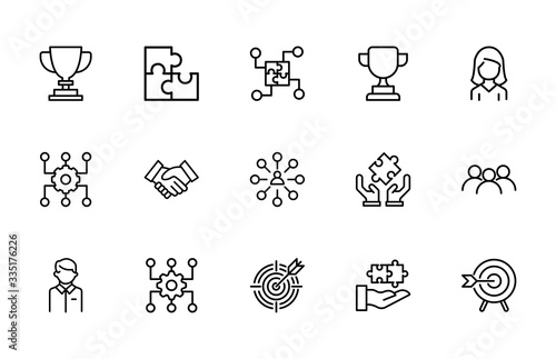 Simple set of leadership icons in trendy line style.