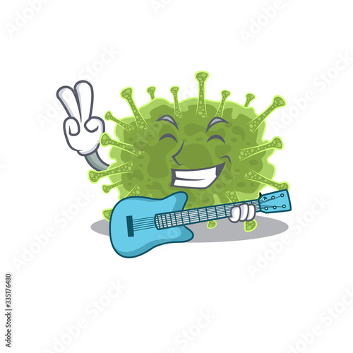 Talented musician of haploviricotina cartoon design playing a guitar