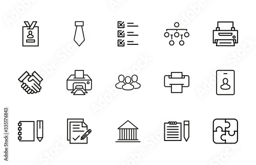 Stroke line icons set of work.