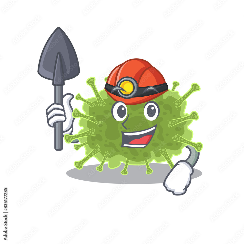 Obraz premium Haploviricotina miner cartoon design concept with tool and helmet