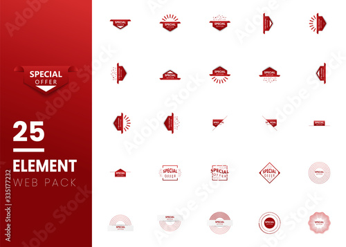 Set of Red banner special offer. Can be used for web element.