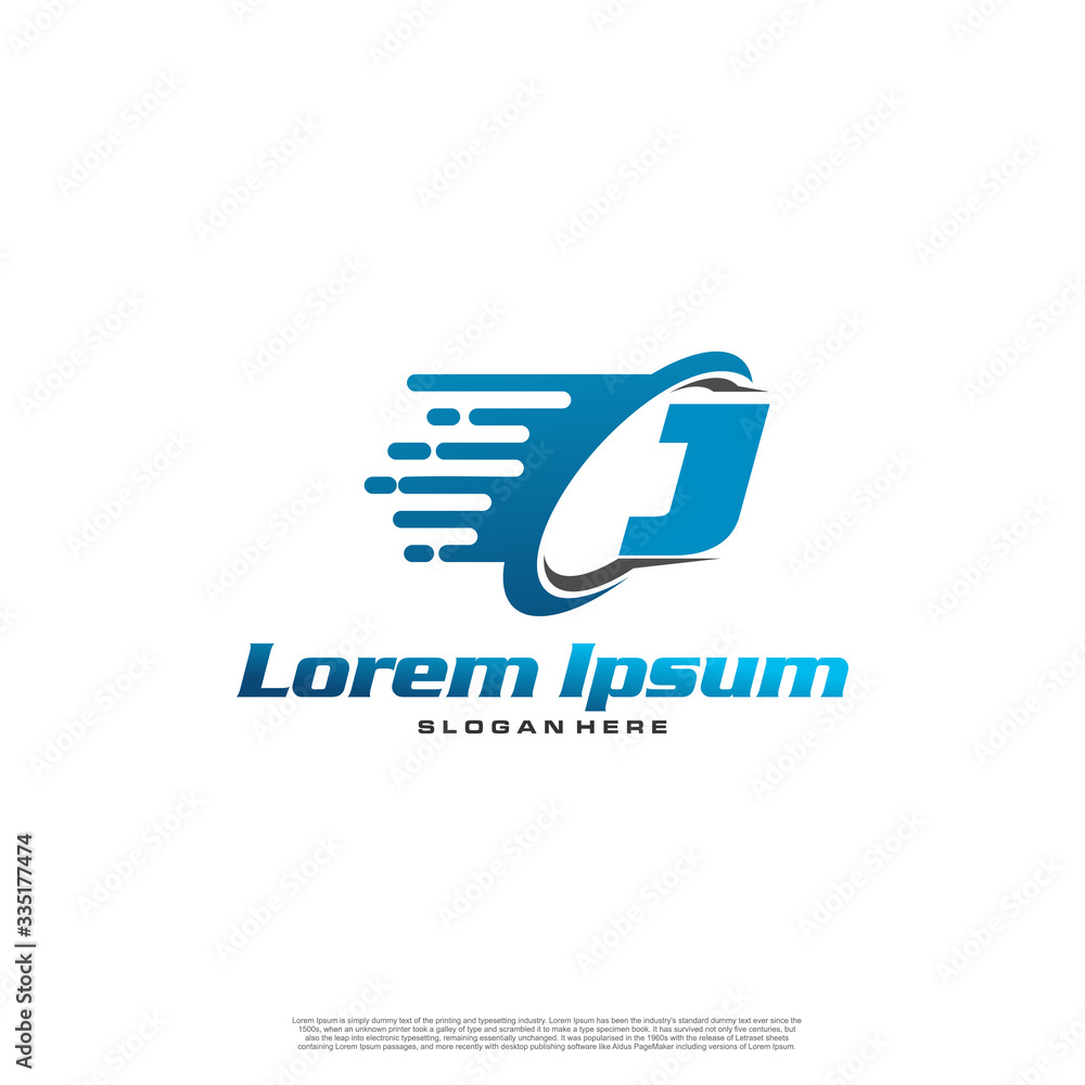 Moving Fast Letter Initial Logo J Template. Logistic company logo. Delivery service logo. Fast Express Delivery Logo designs.