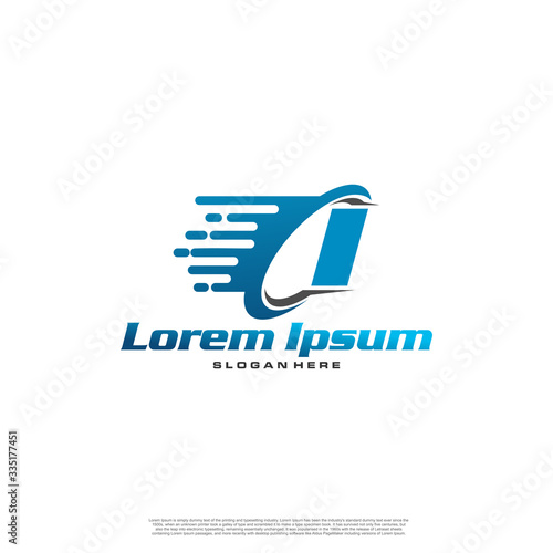 Moving Fast Letter Initial Logo I Template. Logistic company logo. Delivery service logo. Fast Express Delivery Logo designs.