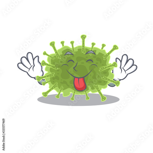 An amusing face haploviricotina cartoon design with tongue out
