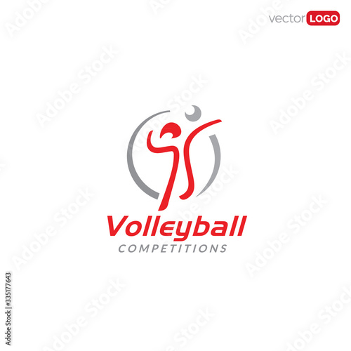 person play volleyball icon/symbol/Logo Design Vector Template Illustration.