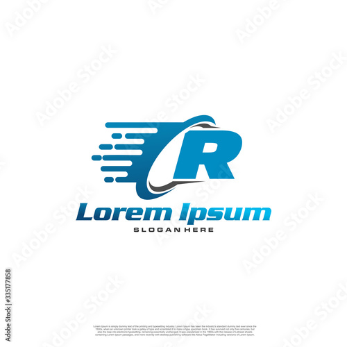 Moving Fast Letter Initial Logo R Template. Logistic company logo. Delivery service logo. Fast Express Delivery Logo designs.