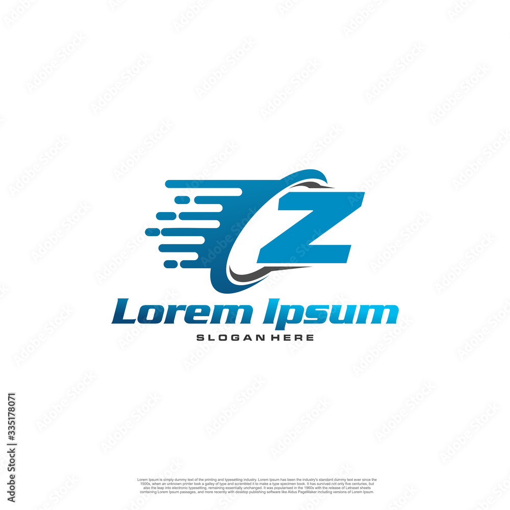 Moving Fast Letter Initial Logo Z Template. Logistic company logo. Delivery service logo. Fast Express Delivery Logo designs.