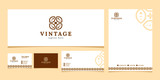 set of vintage logos with business cards for business needs