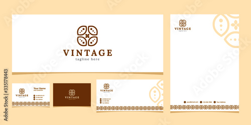 set of vintage logos with business cards for business needs