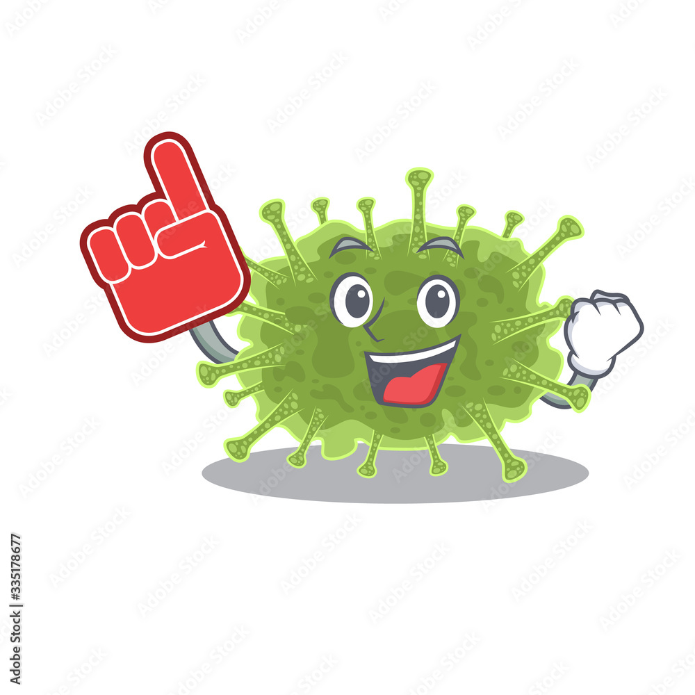 Fototapeta premium haploviricotina presented in cartoon character design with Foam finger