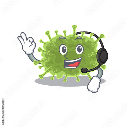 A gorgeous haploviricotina mascot character concept wearing headphone photo