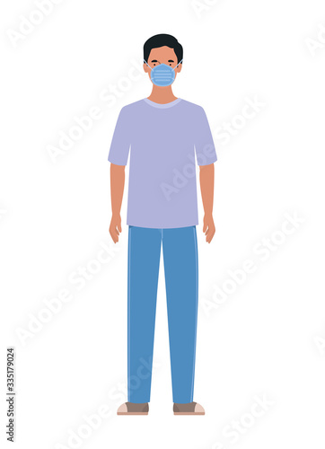 Avatar man with medical masks vector design