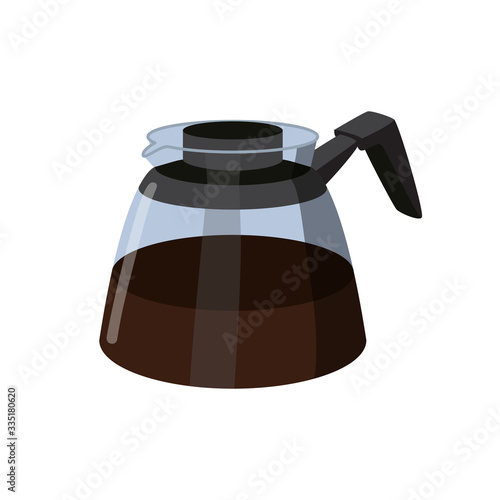 Coffee kettle. Flat illustration of coffee drink. Vector coffee pot in cartoon style isolated on white background.