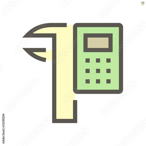 Calculator and vernier caliper vector icon design for engineering design concept,  48X48 pixel perfect and editable stroke.