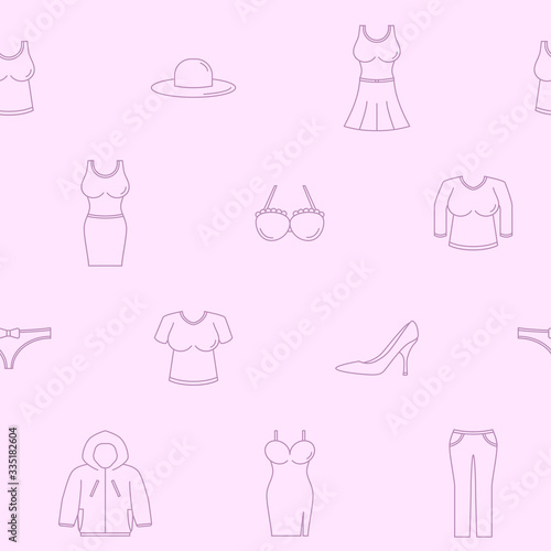 Fashion - Vector background (seamless pattern) of women's clothing for graphic design
