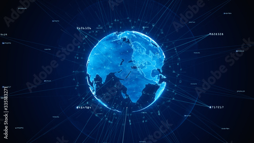 Digital cyberspace and digital data network connections concept. Transfer digital data hi-speed internet, Future technology digital abstract background concept.