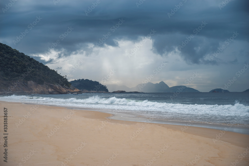 Thunderstorm on Copacabana. The rainy season in Rio de Janeiro. Thunderstorm on Copacabana. The rainy season in Rio de Janeiro.