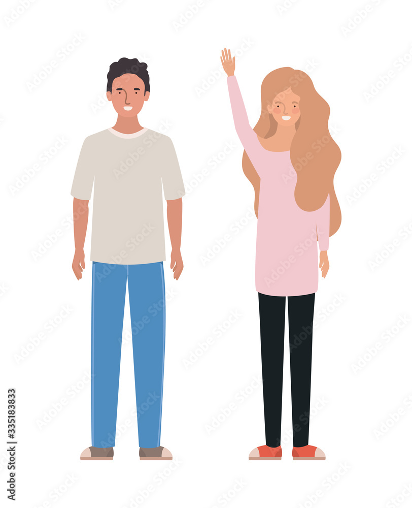 Isolated woman and man avatar vector design