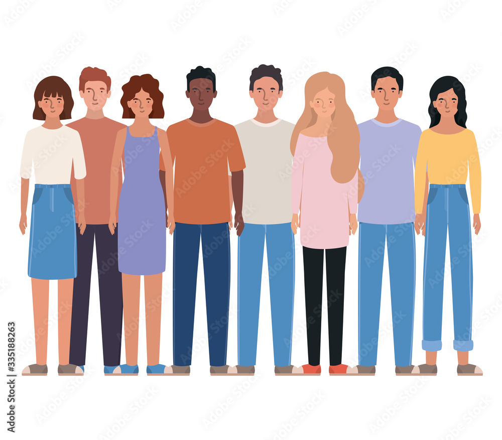 Fototapeta premium Isolated women and men avatars vector design