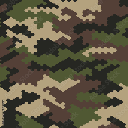 Camouflage pattern. Fashionable woodland woodland.