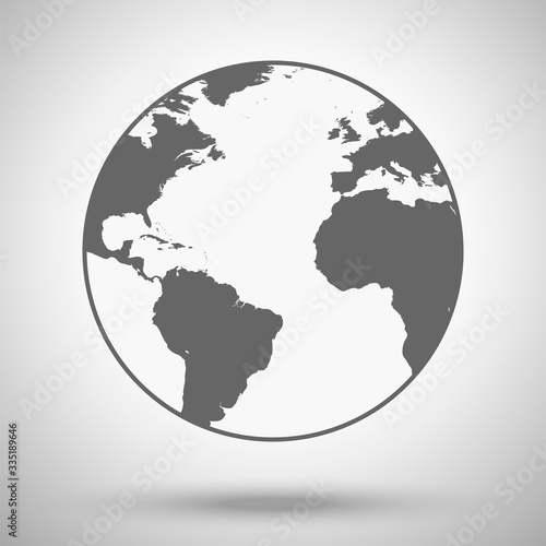 Globe world icon with Europe, America and Africa.