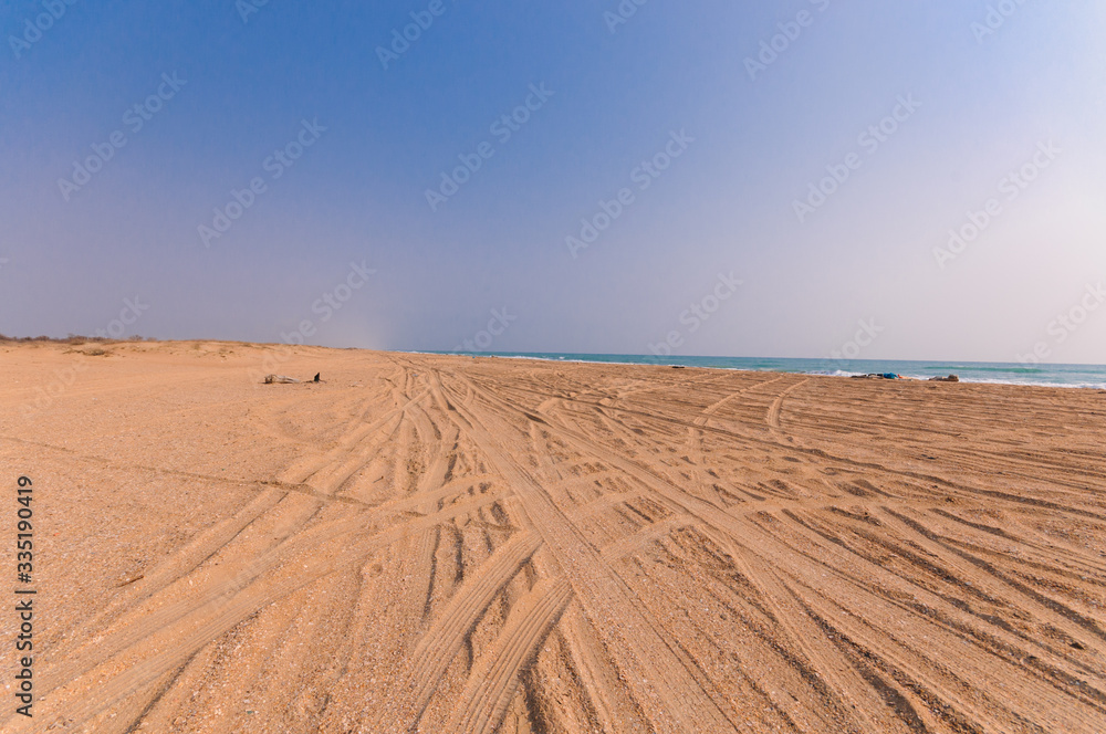 Empty sandy beach and blue sky Empty sandy beach and blue sky