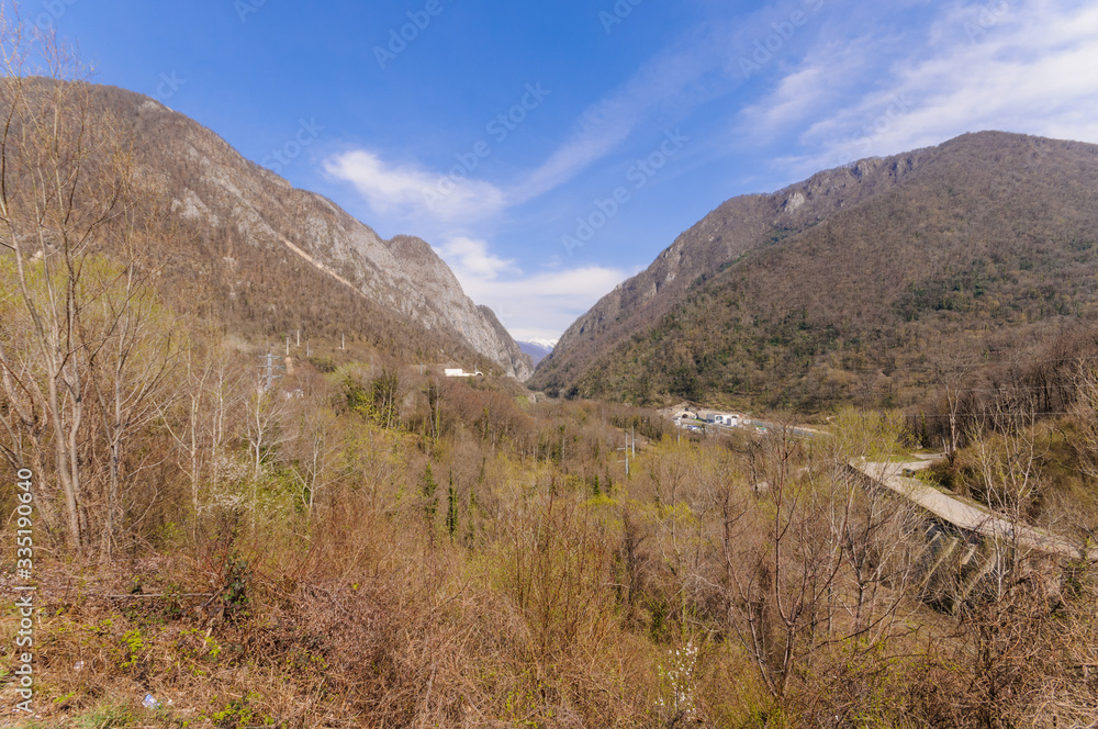 Valley between the mountains in spring Valley between the mountains in spring