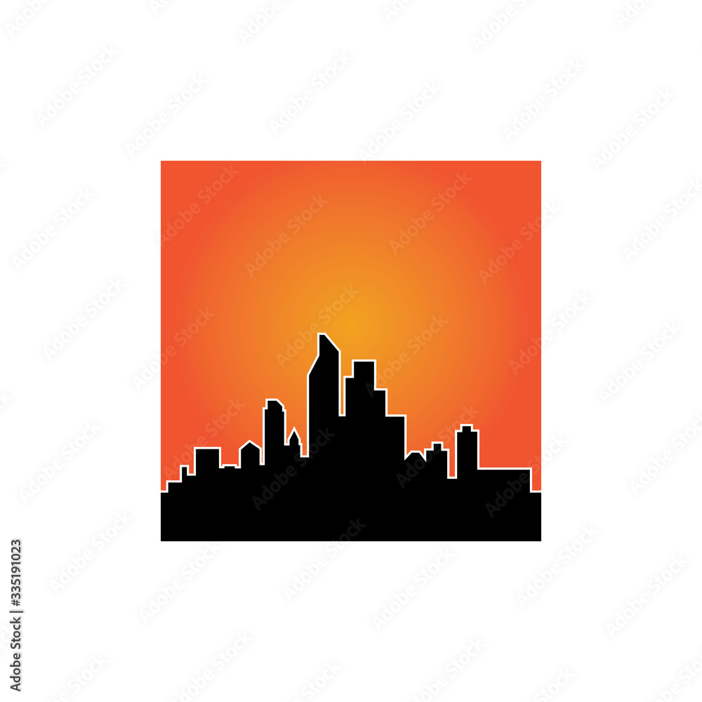 Naklejka premium Modern City skyline . city silhouette. vector illustration in flat design