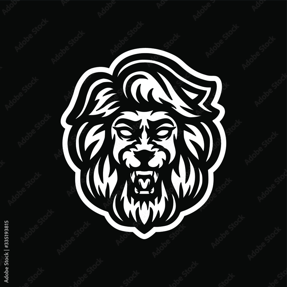 wild lion mascot logo design vector