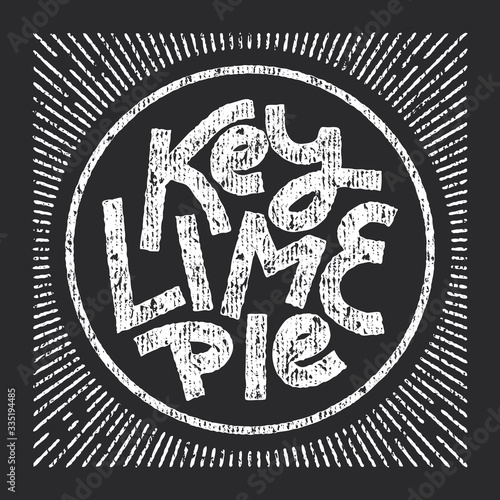 Key lime pie chalk lettering in round shape