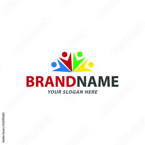 creative group of people logo design, vector