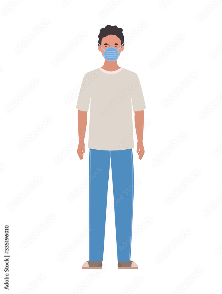 Avatar man with medical masks vector design