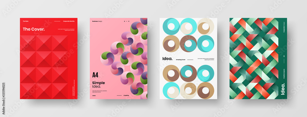 Company identity brochure template collection. Business presentation vector A4 vertical orientation front page mock up set. Corporate report cover abstract geometric illustration design layout bundle. Company identity brochure template collection. Business presentation vector A4 vertical orientation front page mock up set. Corporate report cover abstract geometric illustration design layout bundle.
