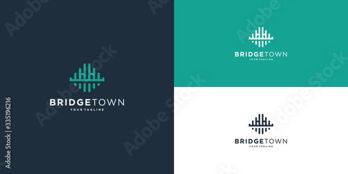Unique and elegant minimalist bridge with premium vector style