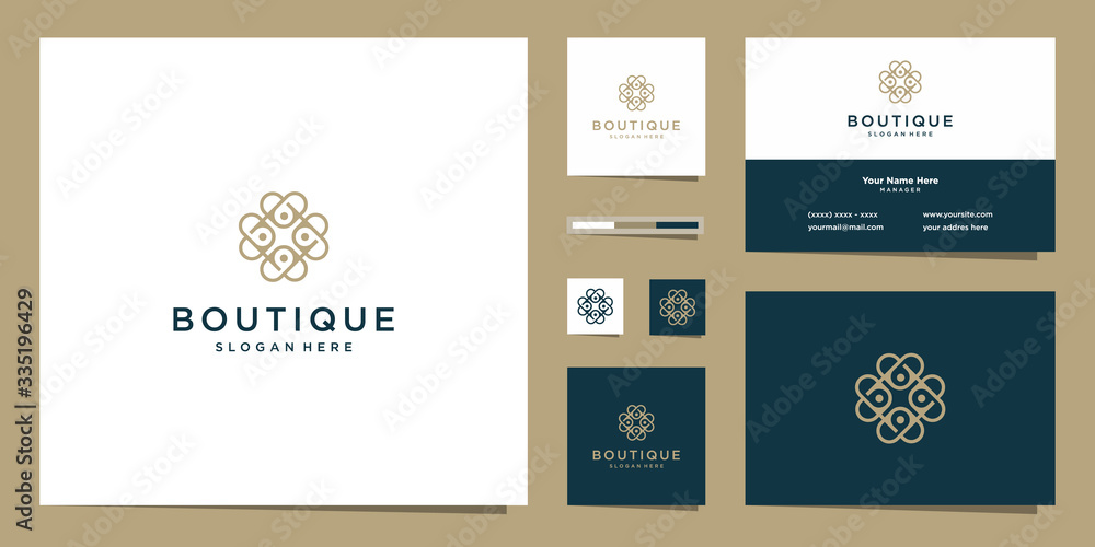 Simple and elegant floral monogram design template, elegant line art logo design, Premium Vector