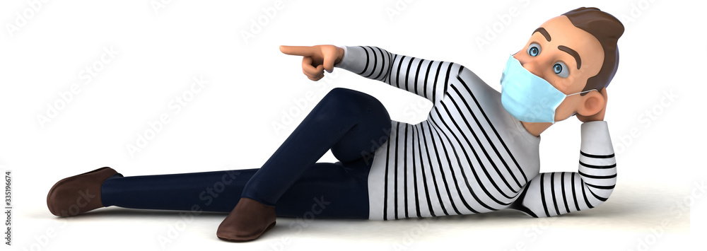 3D illustration of a cartoon character with a mask 3D illustration of a cartoon character with a mask
