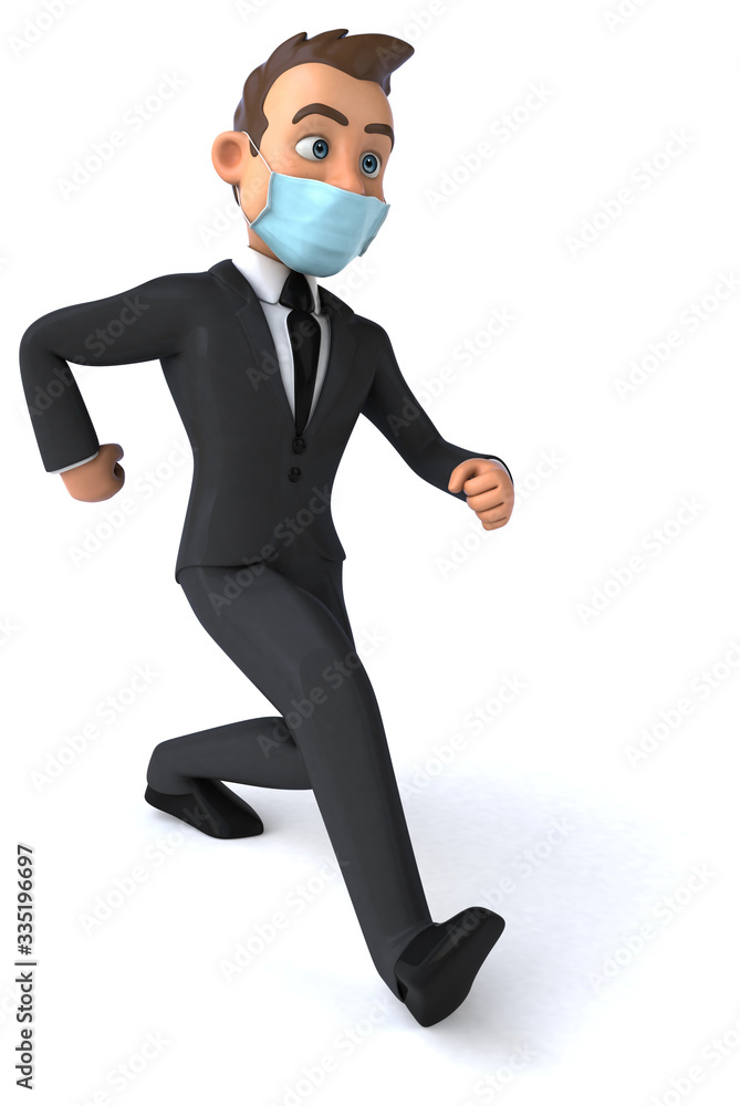 3D illustration of a cartoon character with a mask 3D illustration of a cartoon character with a mask