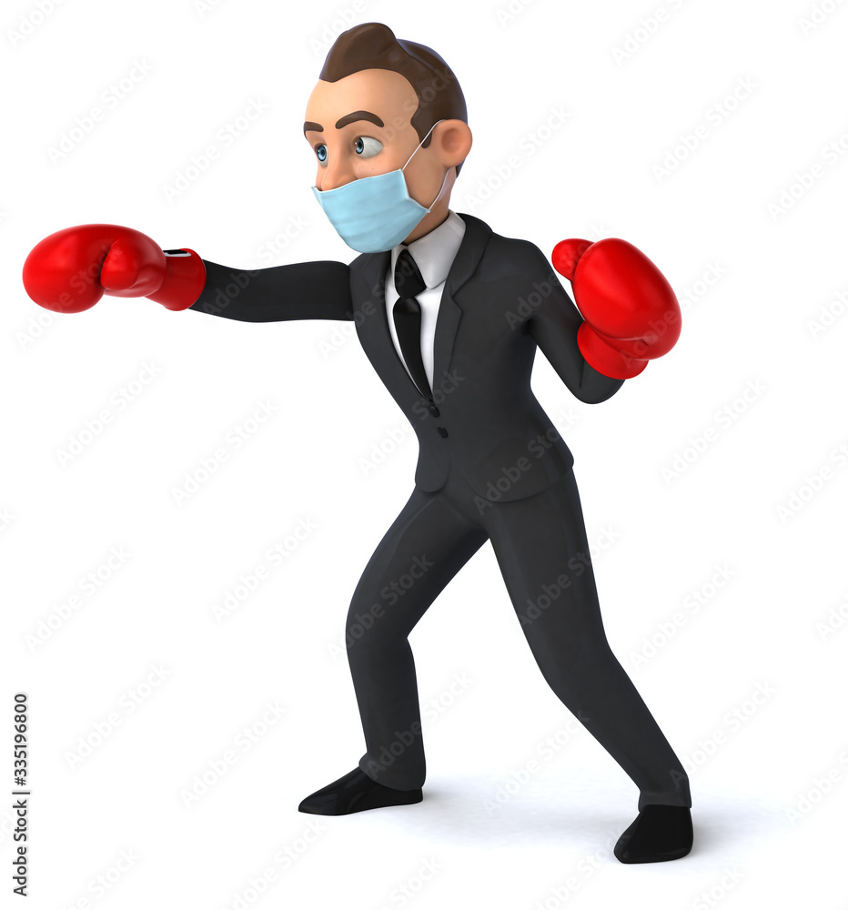 3D illustration of a cartoon character with a mask 3D illustration of a cartoon character with a mask