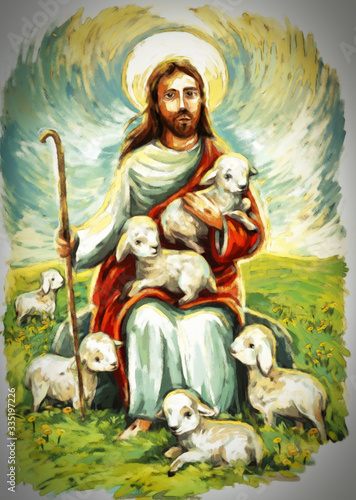 calm jesus messiah and resurrection with nature background - illustration