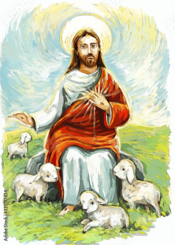 calm jesus messiah and resurrection with nature background - illustration